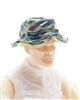 Headgear: Boonie Hat OLIVE GREEN CAMO Version - 1:18 Scale Modular MTF Accessory for 3-3/4" Action Figures