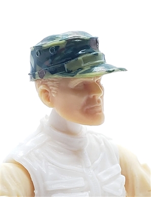 Headgear: Fatigue Cap OLIVE GREEN CAMO Version - 1:18 Scale Modular MTF Accessory for 3-3/4" Action Figures