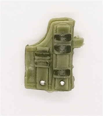 Pistol Holster: Large Right Handed with Loop OLIVE GREEN Version - 1:18 Scale Modular MTF Accessory for 3-3/4" Action Figures