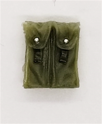 Ammo Pouch: Double Magazine OLIVE GREEN Version - 1:18 Scale Modular MTF Accessory for 3-3/4" Action Figures