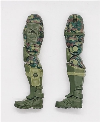 Male Legs: DARK OLIVE GREEN CAMO Armor Legs -  Right AND Left Pair-NO WAIST-LEGS ONLY  - 1:18 Scale MTF Accessory for 3-3/4" Action Figures