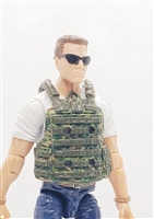 Male Vest: Utility Type DARK GREEN CAMO Version - 1:18 Scale Modular MTF Accessory for 3-3/4" Action Figures