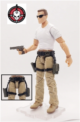 Belt with Drop Down Leg Holster: DARK OLIVE GREEN Version - 1:18 Scale Modular MTF Accessory for 3-3/4" Action Figures