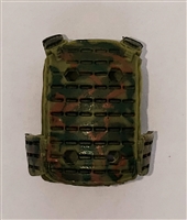 Male Vest: Plate Carrier Type OLIVE GREEN CAMO Version - 1:18 Scale Modular MTF Accessory for 3-3/4" Action Figures