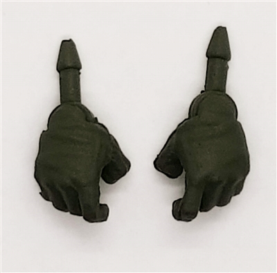 Male Hands: Green Full Gloves Right AND Left (Pair) - 1:18 Scale MTF Accessory for 3-3/4" Action Figures