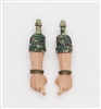 Male Forearms: Bare with CAMO OLIVE GREEN MKII Rolled Up Sleeves WITH Hands Light Skin Tone - Right AND Left (Pair) - 1:18 Scale MTF Accessory for 3-3/4" Action Figures