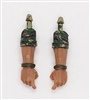 Male Forearms: Bare with CAMO OLIVE GREEN MKII Rolled Up Sleeves WITH Hands TAN Skin Tone - Right AND Left (Pair) - 1:18 Scale MTF Accessory for 3-3/4" Action Figures