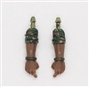 Male Forearms: Bare with CAMO OLIVE GREEN MKII Rolled Up Sleeves WITH Hands DARK Skin Tone - Right AND Left (Pair) - 1:18 Scale MTF Accessory for 3-3/4" Action Figures
