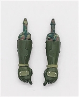 Male Forearms: CAMO OLIVE GREEN MKII ARMORED with Armored Gloves - Right AND Left (Pair) - 1:18 Scale MTF Accessory for 3-3/4" Action Figures