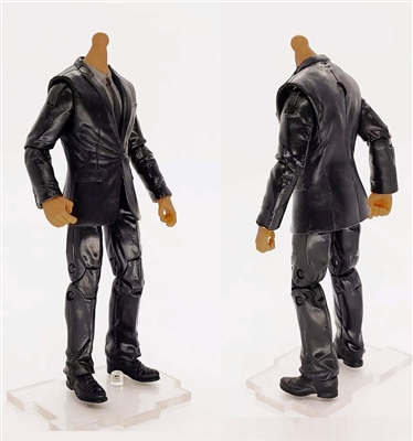 "Agency-Ops" BLACK SUIT & GRAY SHIRT with TAN Skin Tone Male WITHOUT Head - 1:18 Scale Marauder Task Force Action Figure