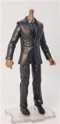 "Agency-Ops" BLACK SUIT & GRAY SHIRT with DARK Skin Tone Male WITHOUT Head - 1:18 Scale Marauder Task Force Action Figure