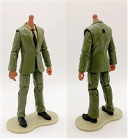 "Agency-Ops" GREEN SUIT & TAN SHIRT with TAN Skin Tone Male WITHOUT Head - 1:18 Scale Marauder Task Force Action Figure