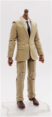 "Agency-Ops" TAN SUIT & WHITE SHIRT with DARK Skin Tone Male WITHOUT Head - 1:18 Scale Marauder Task Force Action Figure