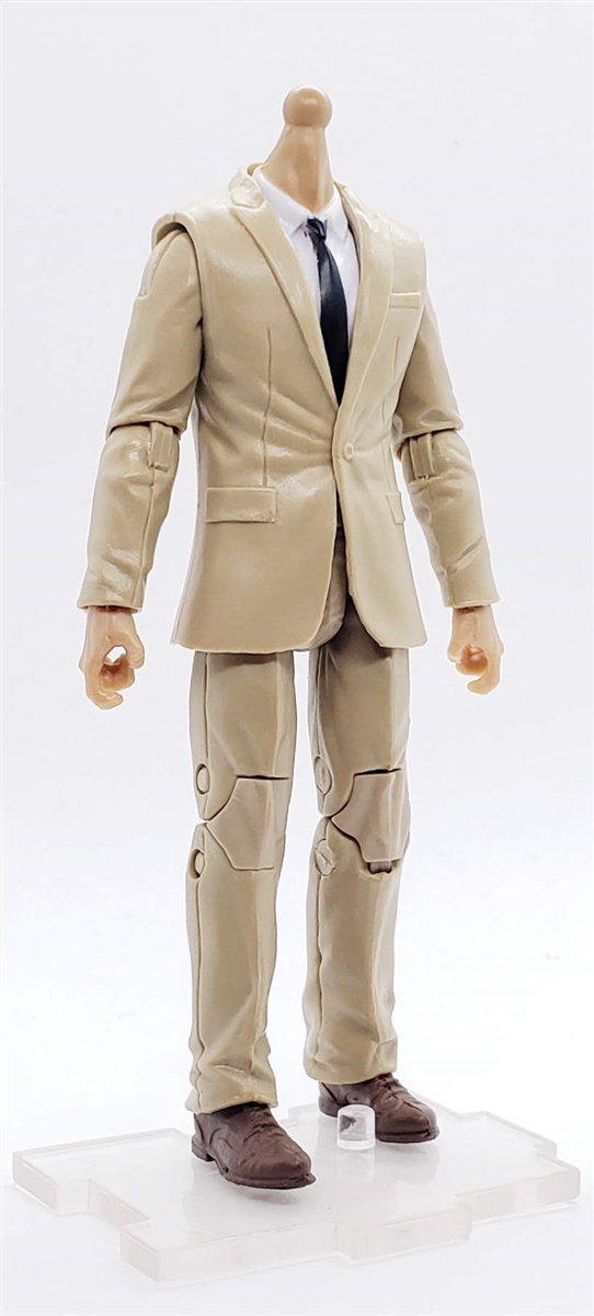 Agency-Ops TAN SUIT & WHITE SHIRT with LIGHT-TAN (ASIAN) Skin Tone Male  WITHOUT Head - 1:18 Scale Marauder Task Force Action Figure