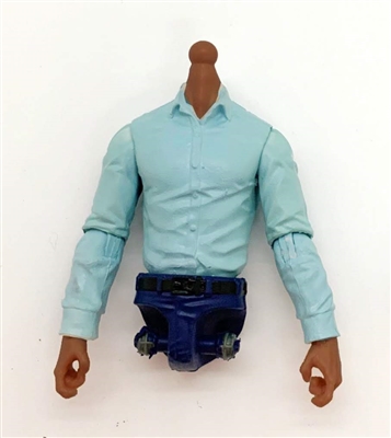 Male Dress Shirt Torso: LIGHT BLUE with DARK Skin Tone (NO Legs OR Head) - 1:18 Scale Marauder Task Force Accessory