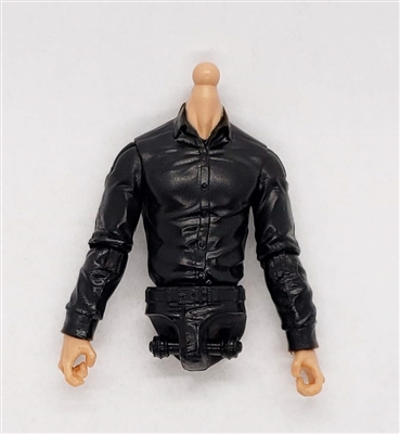 Male Dress Shirt Torso: BLACK with BLACK Waist and LIGHT Skin Tone (NO Legs OR Head) - 1:18 Scale Marauder Task Force Accessory