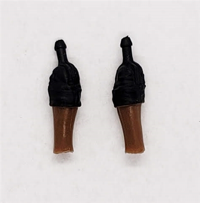 Female Forearms: Dress Shirt with BLACK Rolled Up Sleeves Dark Skin Tone - Right AND Left (Pair) - 1:18 Scale MTF Accessory for 3-3/4" Action Figures
