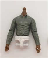 Male Dress Shirt Torso: GRAY with WHITE Waist and DARK Skin Tone (NO Legs OR Head) - 1:18 Scale Marauder Task Force Accessory