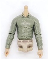 Male Dress Shirt Torso: GREEN with TAN Waist and LIGHT TAN (Asian) Skin Tone (NO Legs OR Head) - 1:18 Scale Marauder Task Force Accessory