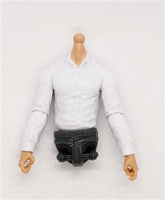 Male Dress Shirt Torso: WHITE with GRAY Waist and LIGHT Skin Tone (NO Legs OR Head) - 1:18 Scale Marauder Task Force Accessory