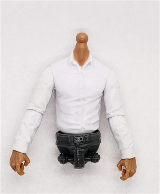 Male Dress Shirt Torso: WHITE with GRAY Waist and TAN Skin Tone (NO Legs OR Head) - 1:18 Scale Marauder Task Force Accessory