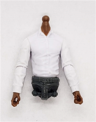 Male Dress Shirt Torso: WHITE with GRAY Waist and DARK Skin Tone (NO Legs OR Head) - 1:18 Scale Marauder Task Force Accessory