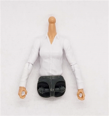 MTF Female Valkyries Dress Shirt Torso (NO Legs OR Head): WHITE Version with LIGHT Skin Tone - 1:18 Scale Marauder Task Force Accessory