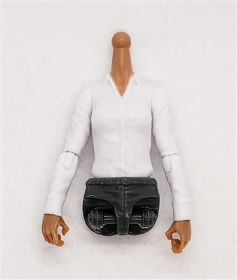 MTF Female Valkyries Dress Shirt Torso (NO Legs OR Head): WHITE Version with TAN Skin Tone - 1:18 Scale Marauder Task Force Accessory