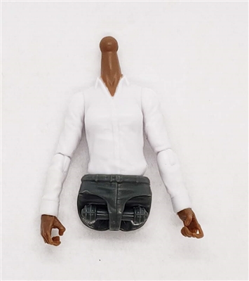 MTF Female Valkyries Dress Shirt Torso (NO Legs OR Head): WHITE Version with DARK Skin Tone - 1:18 Scale Marauder Task Force Accessory