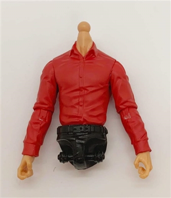 Male Dress Shirt Torso: RED with BLACK Waist and LIGHT Skin Tone (NO Legs OR Head) - 1:18 Scale Marauder Task Force Accessory
