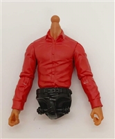 Male Dress Shirt Torso: RED with BLACK Waist and TAN Skin Tone (NO Legs OR Head) - 1:18 Scale Marauder Task Force Accessory