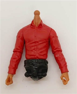 Male Dress Shirt Torso: RED with BLACK Waist and TAN Skin Tone (NO Legs OR Head) - 1:18 Scale Marauder Task Force Accessory