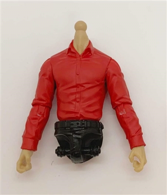 Male Dress Shirt Torso: RED with BLACK Waist and LIGHT TAN (Asian) Skin Tone (NO Legs OR Head) - 1:18 Scale Marauder Task Force Accessory