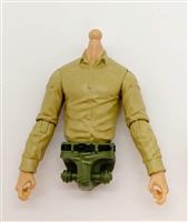 Male Dress Shirt Torso: TAN with GREEN Waist and LIGHT Skin Tone (NO Legs OR Head) - 1:18 Scale Marauder Task Force Accessory