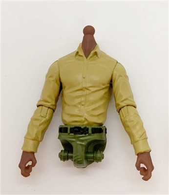 Male Dress Shirt Torso: TAN with GREEN Waist and DARK Skin Tone (NO Legs OR Head) - 1:18 Scale Marauder Task Force Accessory