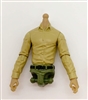 Male Dress Shirt Torso: TAN with GREEN Waist and LIGHT TAN (Asian) Skin Tone (NO Legs OR Head) - 1:18 Scale Marauder Task Force Accessory