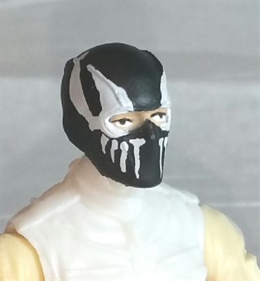 Male Head: Balaclava BLACK Mask with White "FANG" Deco - 1:18 Scale MTF Accessory for 3-3/4" Action Figures