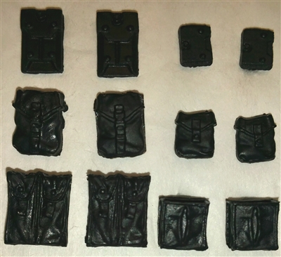 Pouch & Pocket Deluxe Modular Set: BLACK Version - 1:18 Scale Modular MTF Accessories for 3-3/4" Action Figures