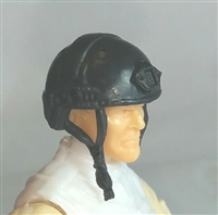 Headgear: Half-Shell Helmet BLACK Version - 1:18 Scale Modular MTF Accessory for 3-3/4" Action Figures