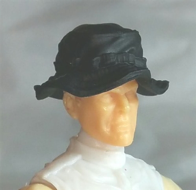 Headgear: Boonie Hat BLACK Version - 1:18 Scale Modular MTF Accessory for 3-3/4" Action Figures