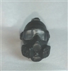 Headgear: Gasmask BLACK Version with CLEAR Tint Lenses  - 1:18 Scale Modular MTF Accessory for 3-3/4" Action Figures