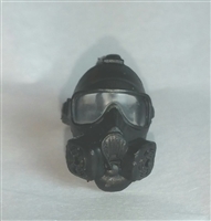 Headgear: Gasmask BLACK Version with CLEAR Tint Lenses  - 1:18 Scale Modular MTF Accessory for 3-3/4" Action Figures