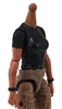 MTF Female Valkyries T-Shirt Torso ONLY (NO WAIST/LEGS): BLACK Version with TAN Skin Tone - 1:18 Scale Marauder Task Force Accessory