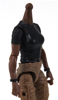 MTF Female Valkyries T-Shirt Torso ONLY (NO WAIST/LEGS): BLACK Version with DARK Skin Tone - 1:18 Scale Marauder Task Force Accessory