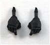 Male Hands: Black Gloves with Black Pad - Right AND Left (Pair) - 1:18 Scale MTF Accessory for 3-3/4" Action Figures