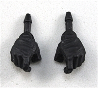 Male Hands: Black Full Gloves Right AND Left (Pair) - 1:18 Scale MTF Accessory for 3-3/4" Action Figures