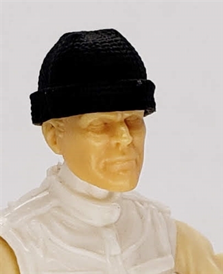 Headgear: Knit Cap "Ski Hat" BLACK Version - 1:18 Scale Modular MTF Accessory for 3-3/4" Action Figures