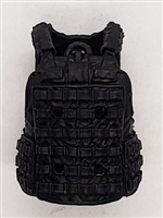 Male Vest: Utility Type BLACK Version - 1:18 Scale Modular MTF Accessory for 3-3/4" Action Figures