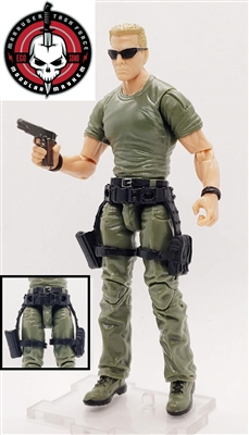 Belt with Drop Down Leg Holster: BLACK Version - 1:18 Scale Modular MTF Accessory for 3-3/4" Action Figures