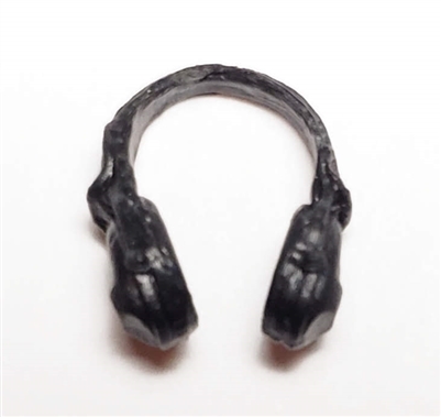 Headgear: Radio Headset Headphones BLACK Version - 1:18 Scale Modular MTF Accessory for 3-3/4" Action Figures